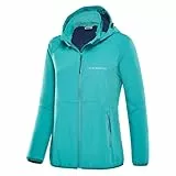 Black Crevice Damen Softshell Jacke mit abnehmbarer Kapuze I Warmes Fleece Innenfutter I Wasserdicht, winddicht & atmungsaktiv I Funktionsjacke, Outdoor-, Sport- & Übergangsjacke, türkis, 46