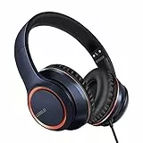 LORELEI X8 Over-Ear-Kopfhörer mit Kabel, mit Mikrofon, 1,45 m, verwicklungsfreier Nylon-Linie und 3,5 mm Stecker, leichte, Faltbare und tragbare Kopfhörer für Tablet, Computer, MP3/4 (dunkelblau)
