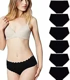 Misolin Damen Unterwäsche Nahtlos Slips Seamless Bikinis Taillenslips Unsichtbare Dehnbare Bequeme Unterhosen Panties Hipsters 6 Pack,Schwarz S