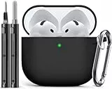 Inesore Compatible with AirPods 4 Hülle with Cleaning Kit, Silicone Protective Case Cover for Apple AirPod 4 (2024/ANC), Unisex Design - Black