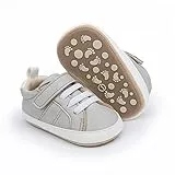 RVROVIC Baby Jungen Mädchen Sneaker Anti-Rutsch Oxford Loafer Flats Säugling Kleinkind PU Leder Weiche Sohle Baby Schuhe(12-18 Monate,4-Grau)