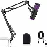Ortizan Gaming Mikrofon PC, USB Podcast Mikrofon für PS4/5 und Mac, Noise Cancellation Kondensator Mic mit Mute, Hall, Monitoring, verstellbarem Schwenkarm, Popfilter für Streaming/Podcasting/YouTube