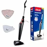 Vileda Steam Plus Dampfreiniger mit PowerPad und Mikrofaser-Ersatzbezug, entfernt bis zu 99,9% der Bakterien und Viren, für alle Böden, ideal für Teppiche, Eco-Verpackung