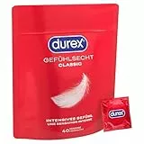 Durex Gefühlsecht Classic Kondome – Dünn für ein intensives Gefühl und innige Zweisamkeit, reguläre Passform (40 Stück)
