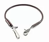 Generisch Hosenkette mit Karabiner Schlüsselkette Kellnerkette aus Leder & Stahl Brieftaschenkette 60 cm Sicherheits Wallet Chain (Dunkelbraun)