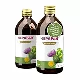 Hepafar Drink – Leber – Mariendistel, Grüner Tee, Artischocke, Löwenzahn & Mangan – 2 x 500 ml für 40 Tage – Mariendistel Tee, LeberTee – 80% Silymarin – Sensilab