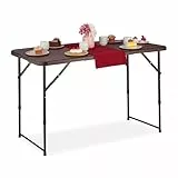Relaxdays Campingtisch, klappbar, HBT: 53,5x120x60 cm, Kunststoff, Stahl, wetterfest, 6 Personen, Gartentisch, braun