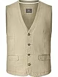 Jan Vanderstorm Herren Weste Torell in Jeans-Optik, Freizeitweste aus reiner Baumwolle, Anzugweste im Denim-Look für Männer, große Größen L-7XL Beige, L - 54