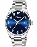 CIVO Herren Uhren Silber Edelstahl: Leicht Lesbare Armbanduhr mit Datum - Analog Quarz Herrenuhren Geschenke für Männer