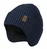 Wmcaps Wintermütze Herren Fleece Gepolsterte Strickmütze mit Ohrenschützern, Bequeme Weiche Winddichte Warme Mütze für Outdoor-Aktivitäten Kaltes Wetter Geschenk für Männer Frauen, Marineblau