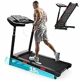 Redliro Laufband mit 15 % automatischer Steigung - 3.0 HP klappbares Laufband für Zuhause - 160 kg Tragkraft - höhenverstellbarer Handlauf - App-Steuerung & Bluetooth-Lautsprecher