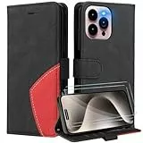Leder für OnePlus Noed N20 5G Hülle [Mit Schutzfolie] Wallet Handyhülle, Ledermaterial Kartenfach Klapphülle, Klappbar Ständer Flip Case,Stoßfeste Holster Cover Schutzhülle,Schwarz
