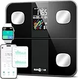 Runstar Körperfettwaage mit hohe Genauigkeit, Personenwaage digital mit großem Display, Waage Personen für 15 Körperzusammensetzungsmetriken, mit App-Synchronisierung, 180 kg/400 lb, Schwarz