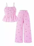 SweatyRocks Zweiteiler Mädchen Sommer Bekleidungssets Für Kinder Mädchen 4-7 Jahre Trägertop Und Hose Set Klamotten Sommer Outfit Rosa 5 Jahre