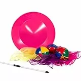 Juggle Dream Jonglierspiel-Set Jonglierteller (Rosa) inkl. Stab, 3 Stück Junior Jongliertücher (Gelb, Rosa, Lila), 3er Pro Thud Jonglierbälle