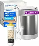 Waterdrop Edelstahl Wiederaufladbarer Wasserfilterspender mit LED Funktion, WD-ED09W 5,3L 3 Monate Wasserenthärt Elektrischer Kann, Reduziert Kalzium, Magnesium Und 70+ Schadstoffe, mit 1 Filter