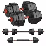 SONGMICS Hantelset, Hanteln mit Verbindungsstange, Hexagon, Kurzhantelset, 30 kg, für Workout, Fitnesstraining, Gewichtheben für Zuhause, Fitnessstudio, tintenschwarz SYL300B01