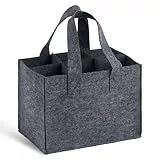 RUGLAMZHIP Flaschenkorb, Filztasche mit Fächern, Männerhandtasche Biertasche, Getränketasche für Weinflasche Bierflaschen Wasserflaschen Tragetasche (Grau, Flaschenträger 6 Flaschen)