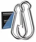 GARSIDURO® Karabinerhaken | 2er Set 7x70 mm | Karabiner Stahl verzinkt DIN 5299 | Feuerwehr-Karabiner mit Schnappverschluss geeignet als Schlüsselanhänger oder für Schwerlast und Hundeleine Wohnwagen