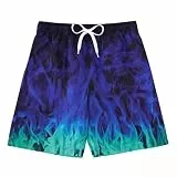 Belovecol Jungen Badehose 3D Blaue Flamme Grafik Badehose Sport Lauf Badeanzug Board Shorts für Strand 7-8 Jahre