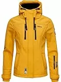 MARIKOO Damen Softshelljacke Übergangsjacke mit Kapuze Kleinezicke Amber Yellow Gr. XXL