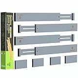 ANTOWIN Schubladentrenner Verstellbar Bambus (42.5-56.4cm), Schubladen Organizer, Gefedert, Küche, Kommode, Badezimmer, Schlafzimmer, Babyschublade, Schreibtisch Ordnungssystem (grau)