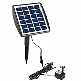 Decdeal Wasserpumpe Springbrunnenpumpe Solarpumpe 200L / h 6V / 2W mit Solarpanel 4 Düseneinstellbarem für Aquarium Kleiner Teich Garten