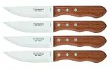 Tramontina Dynamic Steakmesser Jumbo, 4-teiliges Set, rostfreier Edelstahl, Holzgriff, 4 Steakmesser