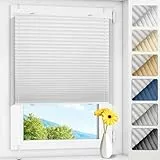 Allesin Plissee ohne Bohren Verdunkelung Klemmfix, Thermo Verdunkelungsplissee Weiß 80x120cm(BxH), 100% Verdunklung, lichtundurchlässig, Sichtschutz, Sonnenschutz und Hitzeschutz für Fenster & Tür