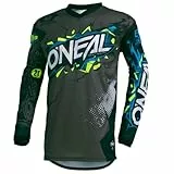 O'NEAL | Motocross-Jersey Langarm | Kinder | MX MTB Mountainbike Enduro | Eingenähter Ellbogenschutz, V-Ausschnitt, Atmungsaktives Material | Element Youth Jersey Villain | Grau | Größe XL
