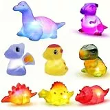 Muslecid Badewannenspielzeug, 8 Stück Dinosaurier Badespielzeug mit Licht, LED Badewannen Spielzeug Kinder, Badespielzeug Baby ab 1 2 3 4 5 Jahr, Leuchtet Wasserspielzeug Bath Toys Sensorik Spielzeug