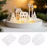 FICOFISE Silikonformen Gießformen Kerzenhalter，3 Stück Silikonform Haus Kerzenständer Set, Gießformen Silikon mit Rundem Sockel, Silikonform Häuser für Weihnachten Ostern Geschenke Deko DIY