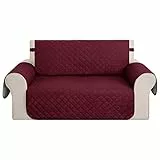 Deconovo Sofabezug Sofaüberwurf Sofahusse Couch husse, 2-Sitzer, Burgund