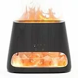 SALKING 2-in-1 Aroma Diffuser & Salt Range Pakistan Leuchte, Flammeneffekt Diffusor Aromatherapie für ätherische Öle,Duftdiffusor Kühler Nebel Duftöldiffusor mit 3-Helligkeit, 150ml(Schwarz)