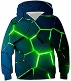 Loveternal Geometrie Kapuzenpullover 10-13 Jahre 3D Hoodie Geometry Langarm Sweatshirt Poullover für Frauen Männer mit Kordelzug XXL