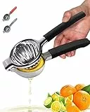 JOYIT Extra große Zitronenpresse aus Edelstahl – hochwertige robuste Zitronenpresse mit Silikongriff in Lebensmittelqualität, ergonomische Zitruspresse und Fruchtentsafter für kleine Orangen