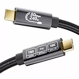 EUDOBEL USB 4 V2.0 80Gbps Thunderbolt 5 Kabel 0,5m, Unidirektionale Bandbreite bis 120Gbps,Unterstützt 240W Ladeleistung,Video 16K@30Hz 8K@60Hz,12-Bit-Farbtiefe für Thunderbolt 4,USB 4,SSD,eGPU,Laptop