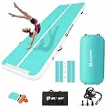 AKSPORT Airtrack mit Air Roll Aufblasbar Gymnastikmatte Turnmatte Air Tracking Matte 3m mit rolle mit Luftpumpe für Hause/Yoga/Cheerleading/Tumbling/Rückwärtsbeugen