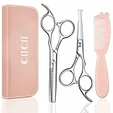 CIICII Baby Friseurschere, Sicherheit Rund Spitze Haarschneideschere Set (Haarschere & Effilierschere) für Baby Kleinkind Kinder, Friseur Home Salon Barbier Haarschnitt Kit