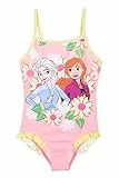 Disney Frozen Mädchen Badeanzug mit Blumenmuster, Die Eiskönigin Bikini ELSA und Anna Motiv Kinder Einteiler Schwimmanzug (DE/NL/SE/PL, Alter, 5 Jahre, Regular, Rosa)