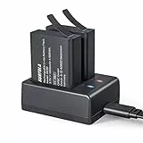 Action Cam Akku, 1350-mAh-Akku (2 Stück), mit USB-Doppelloch-Ladegerät, Kompatibel mit Akkus für Sportkamera Surfola