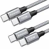 Baiwwa 2Stück 2M USB C auf USB C Kabel, PD 100W USBC Ladekabel Schnellladekabel für Samsung Galaxy S25 S24 Plus A16 A15, Tab S8, MacBook -Grau
