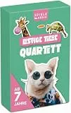 Spielefabrik® Lustige Tiere Quartett | Tierquartett & Trumpf Quartett Kartenspiel für Kinder ab 7 Jahre | Lernspiel mit 32 Tierkarten, Tierwissen & witzigen Tierfotos | Geschenk & Mitbringspiel