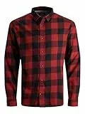 JACK & JONES Herren Hemd Jjegingham Twill Shirt L/S Noos, Rot (Brick Red/Slim Fit), L