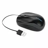 Kensington ergonomische mobile Maus mit einziehbarem Kabel, Pro Fit Mobile Computermaus mit Scrollring, Für Laptop und Desktop, USB-Verbindung, Kleine Maus ideal für unterwegs, Schwarz, K72339EU