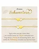 CheersLife 2 Stück Schwester Geschenk,Geschenk Schwester Geburtstag,Geschenke für Schwester,Gold Herz Armband Damen Freundin - Weihnachten Valentinstag