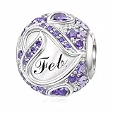 LANBEIDE Februar Geburtsstein Charms für Pandora, 925er Sterlingsilber Charms für Pandora Armband, Geburtstags Geschenke für Frauen