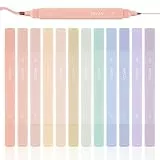 YISAN Aesthetic Textmarker, Pastell-Textmarker, Bibel Marker und Stifte,Doppelspitze,12 Farben,70924