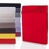 DecoKing Spannbettlaken 100x200 120x200 cm Rot Spannbetttücher Jersey 100% Baumwolle Boxspringbett Nephrite 100 x 200 120 x 200