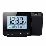 AOZBZ Projektions-Wecker-LED-Anzeigen-Projektor-Uhr mit Hintergrundbeleuchtung Batteriebetriebener Drehen-Wecker für Hauptschlafzimmer-Büro-Hotel